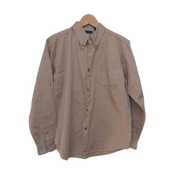 Bloomingdale's Boy's Husky Size XL (20) Khaki Button Down "Denim-like" Shirt - Picture 2 of 4